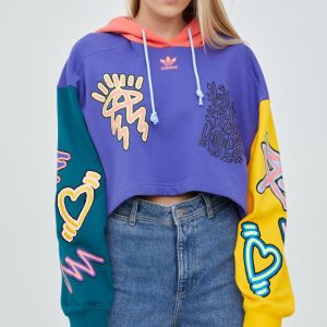 adidas Originals hanorac de bumbac Pride HC3080 femei, , cu imprimeu