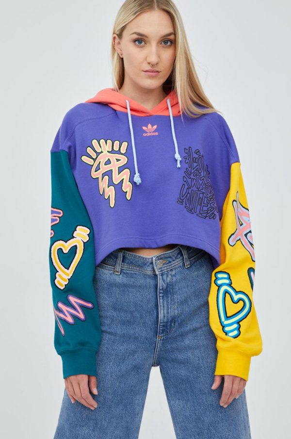 adidas Originals hanorac de bumbac Pride HC3080 femei, , cu imprimeu