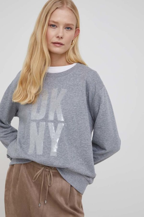 SS22-BLD0SR_90X_F1.jpg Dkny bluza femei, culoarea gri, cu imprimeu