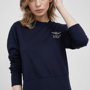 SS22-BLD0UH_59X_F1.jpg Aeronautica Militare bluza femei, culoarea albastru marin, cu imprimeu