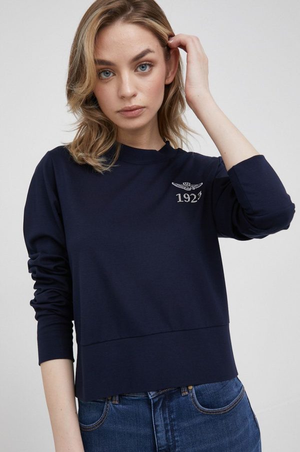Aeronautica Militare bluza femei, culoarea albastru marin, cu imprimeu