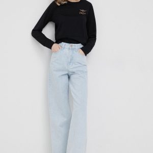 SS22-BLD0UH_99X_F1.jpg Aeronautica Militare bluza femei, culoarea negru, cu imprimeu