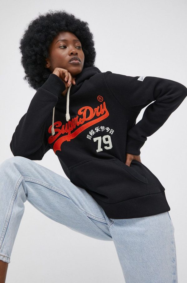 SS22-BLD0ZC_99X_F1.jpg Superdry bluza femei, culoarea negru, cu imprimeu