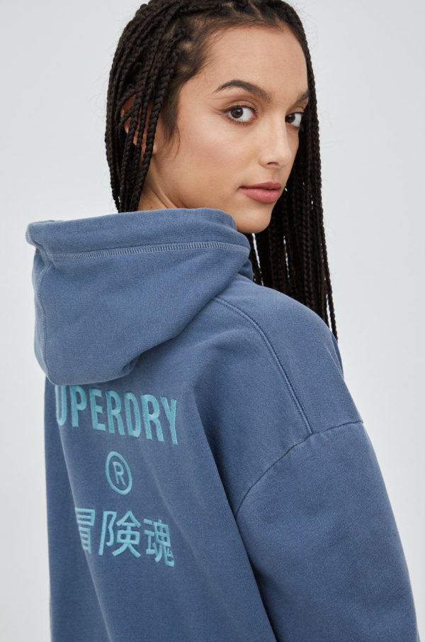 SS22-BLD0ZJ_59X_F1.jpg Superdry hanorac de bumbac femei, culoarea albastru marin, cu imprimeu