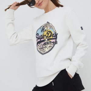 SS22-BLD108_00X_F1.jpg Superdry bluza femei, culoarea alb, cu imprimeu