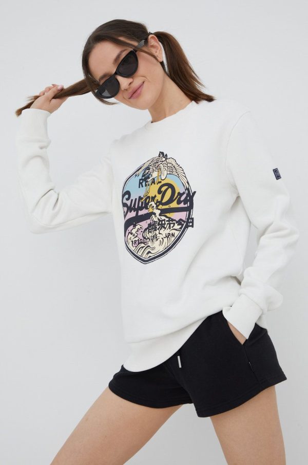SS22-BLD108_00X_F1.jpg Superdry bluza femei, culoarea alb, cu imprimeu