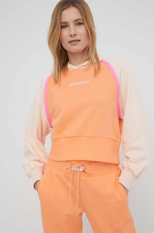 SS22-BLD16O_24X_F1.jpg New Balance hanorac de bumbac WT21501PGZ femei, culoarea portocaliu, cu imprimeu