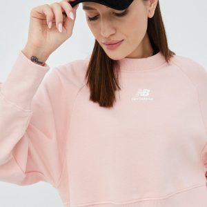 New Balance hanorac de bumbac WT21554PIE femei, culoarea roz, neted