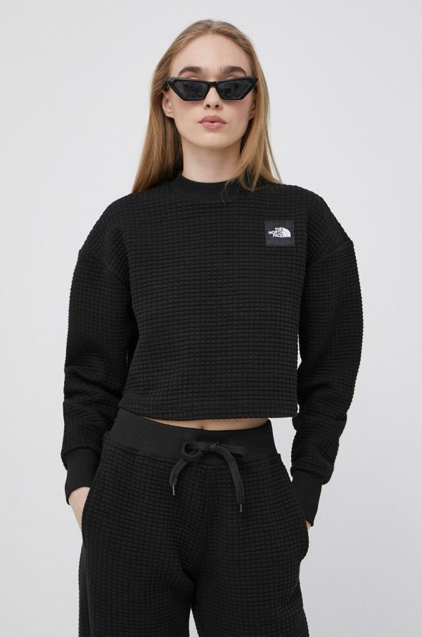 The North Face bluza femei, culoarea negru, cu imprimeu