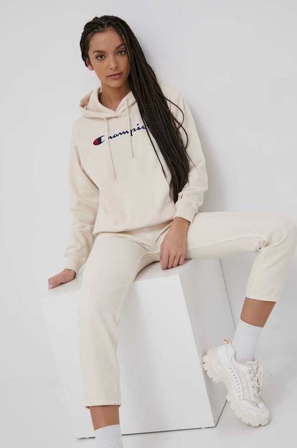 Champion bluza 114919 femei, culoarea bej, cu imprimeu