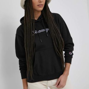 Champion bluza 114919 femei, culoarea negru, cu imprimeu