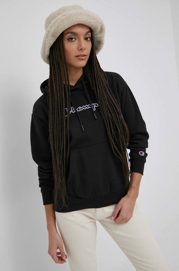 Champion bluza 114919 femei, culoarea negru, cu imprimeu