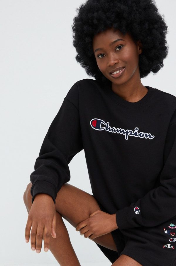 Champion bluza 114922 femei, culoarea negru, cu imprimeu