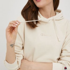 Champion bluza 114941 femei, culoarea bej, neted