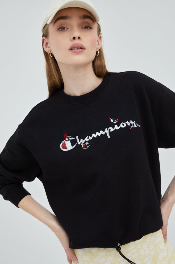 SS22-BLD1A1_99X_F1.jpg Champion bluza 115039 femei, culoarea negru, cu imprimeu