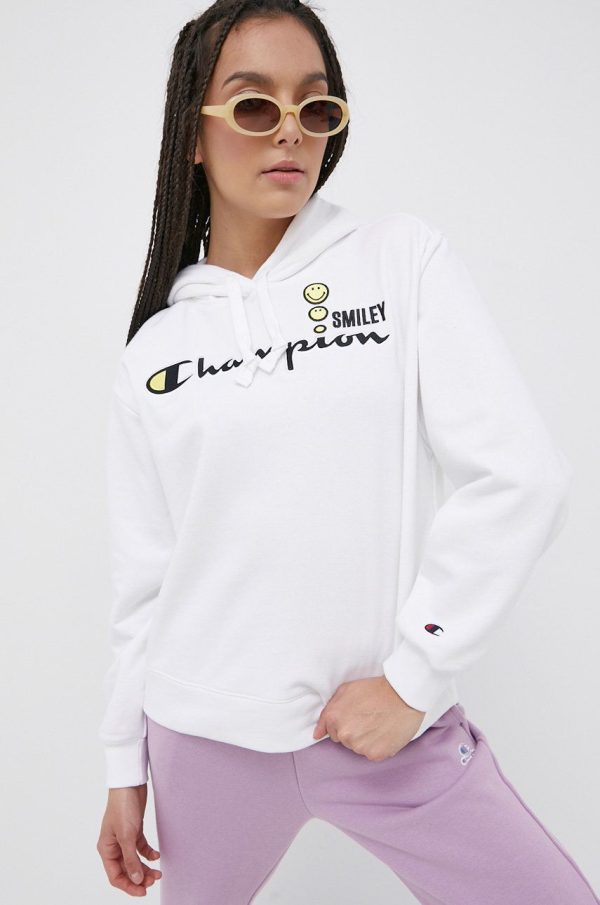 SS22-BLD1B4_00X_F1.jpg Champion bluza Champion X Smiley 115933 femei, culoarea alb, cu imprimeu