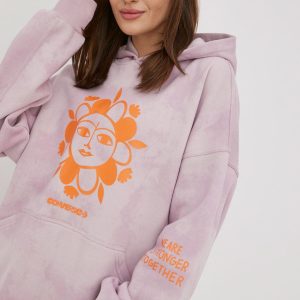 Converse bluza femei, culoarea violet, cu imprimeu