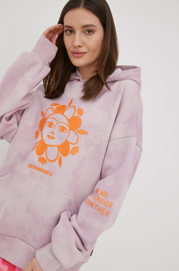 Converse bluza femei, culoarea violet, cu imprimeu