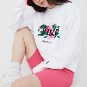 Juicy Couture bluza femei, culoarea alb, cu imprimeu