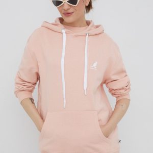 Kangol hanorac de bumbac femei, culoarea roz, neted