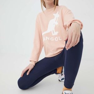 Kangol hanorac de bumbac femei, culoarea roz, cu imprimeu