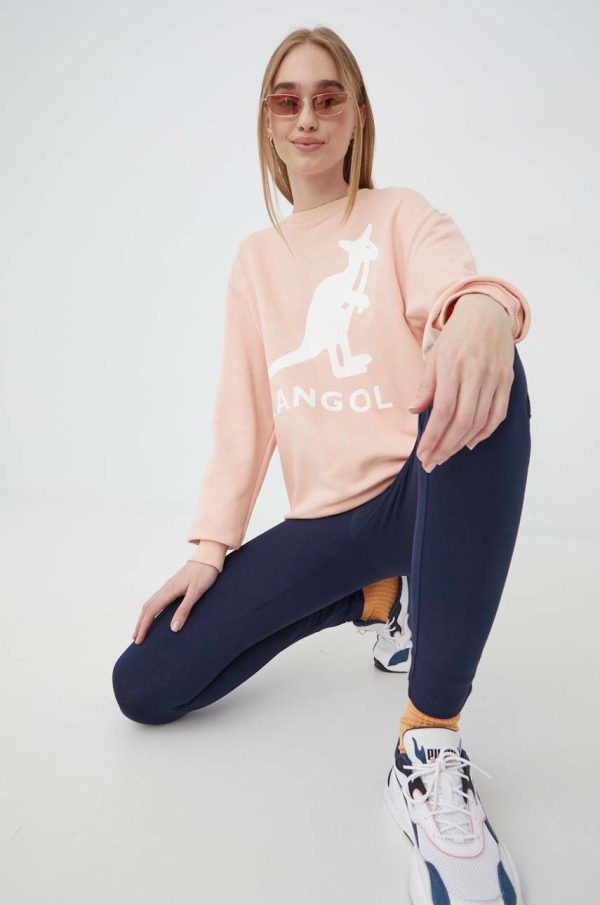 Kangol hanorac de bumbac femei, culoarea roz, cu imprimeu