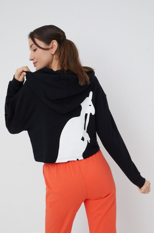 Kangol hanorac de bumbac femei, culoarea negru, cu imprimeu