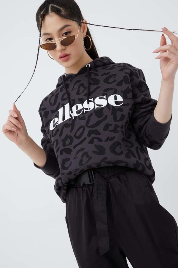 SS22-BLD1FA_99X_F1.jpg Ellesse bluza femei, culoarea negru, cu imprimeu