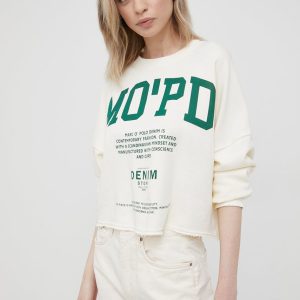 Marc O'Polo hanorac de bumbac Denim femei, culoarea bej, cu imprimeu