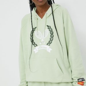 SS22-BLD1HM_70X_F1.jpg Ellesse bluza X Looney Tunes femei, culoarea verde, cu imprimeu