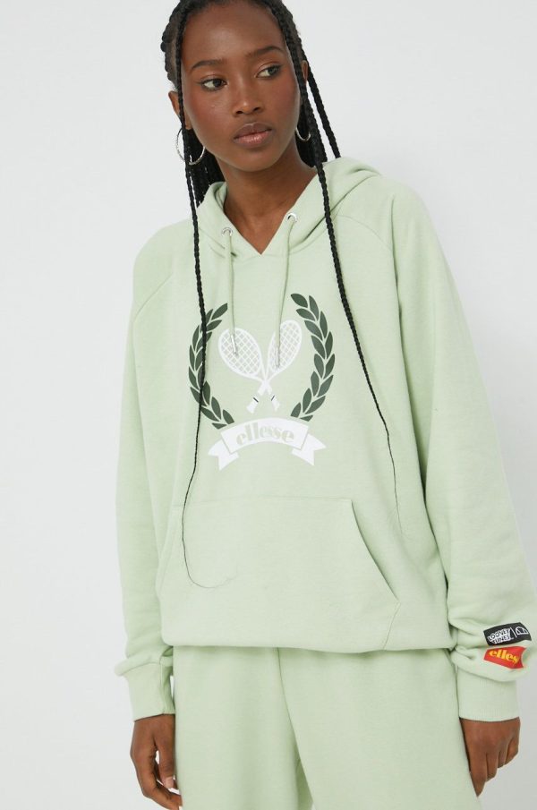 SS22-BLD1HM_70X_F1.jpg Ellesse bluza X Looney Tunes femei, culoarea verde, cu imprimeu