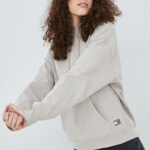 SS22-BLD1I4_02X_F1.jpg Tommy Jeans hanorac de bumbac femei, culoarea bej, neted