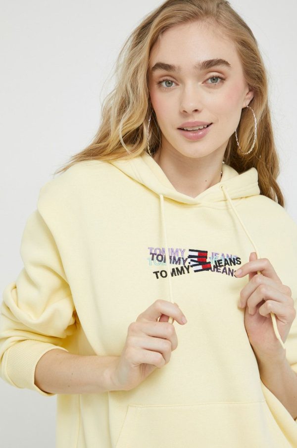 SS22-BLD1J9_10X_F1.jpg Tommy Jeans bluza femei, culoarea galben, cu imprimeu