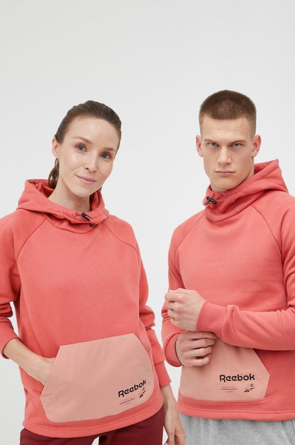 Reebok Classic bluza culoarea portocaliu, cu imprimeu