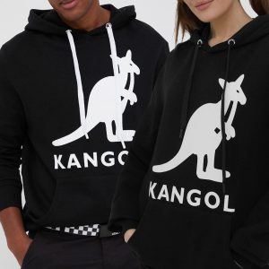 Kangol hanorac de bumbac culoarea negru, cu imprimeu