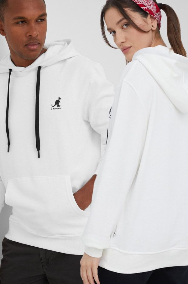 SS22-BLU018_00X_F1.jpg Kangol hanorac de bumbac culoarea alb, neted