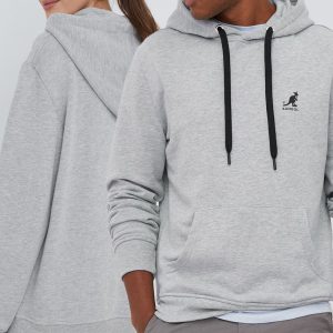 Kangol hanorac de bumbac culoarea gri, neted