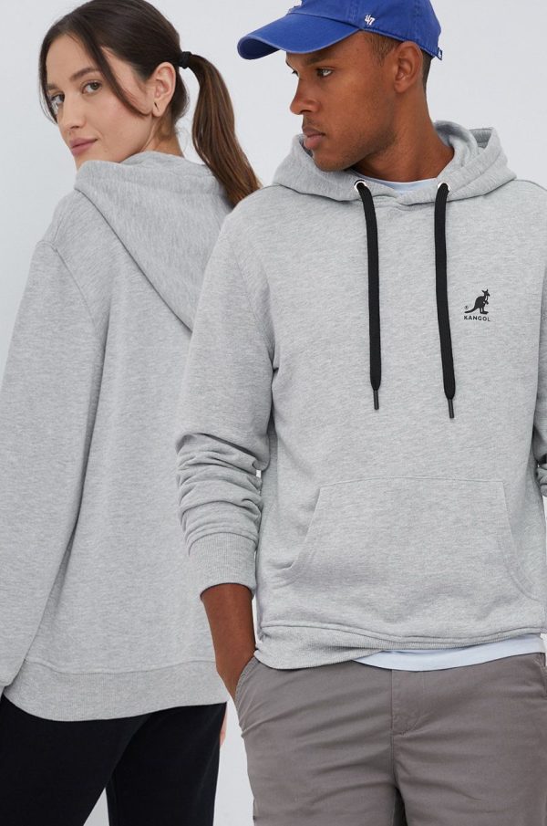 Kangol hanorac de bumbac culoarea gri, neted