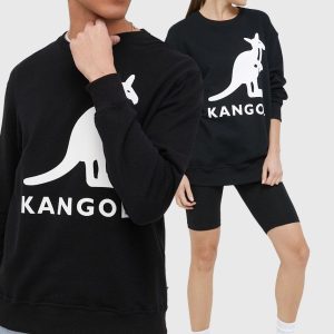 Kangol hanorac de bumbac culoarea negru, cu imprimeu