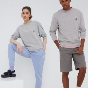 Kangol hanorac de bumbac culoarea gri, neted