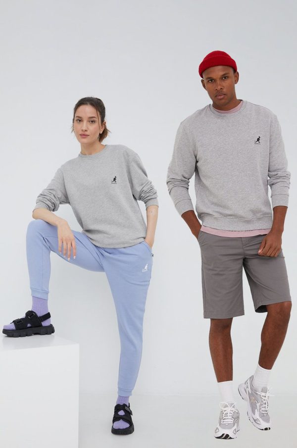 Kangol hanorac de bumbac culoarea gri, neted