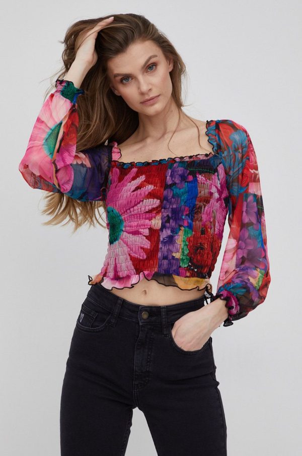 Desigual bluza femei, culoarea negru, modelator