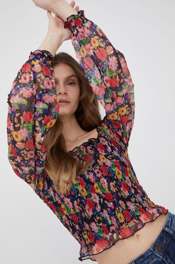 SS22-BUD02N_99X_F1.jpg Desigual bluza femei, culoarea negru, in modele florale
