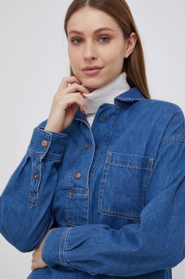 SS22-KDD08W_55X_F1.jpg Pepe Jeans Bluză subtire de blugi Riley femei, material neted