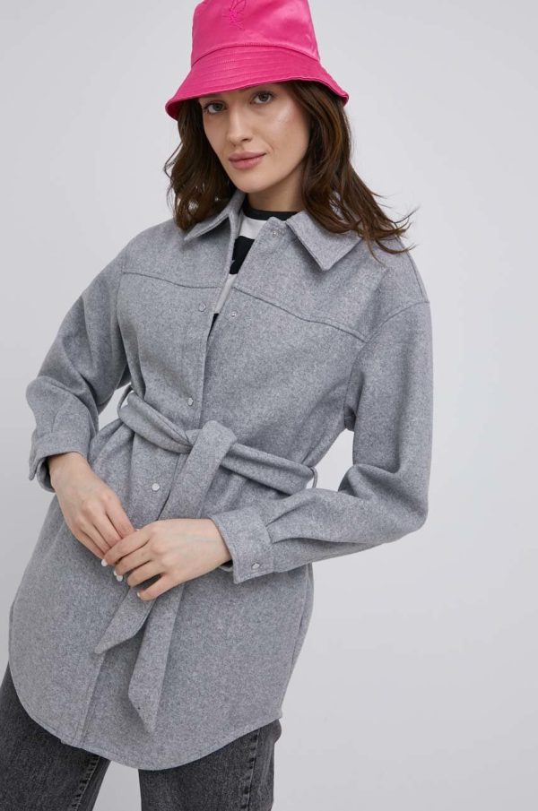 Vero Moda camasa femei, culoarea gri, relaxed