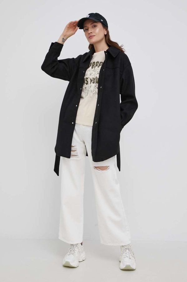 Vero Moda camasa femei, culoarea negru, relaxed