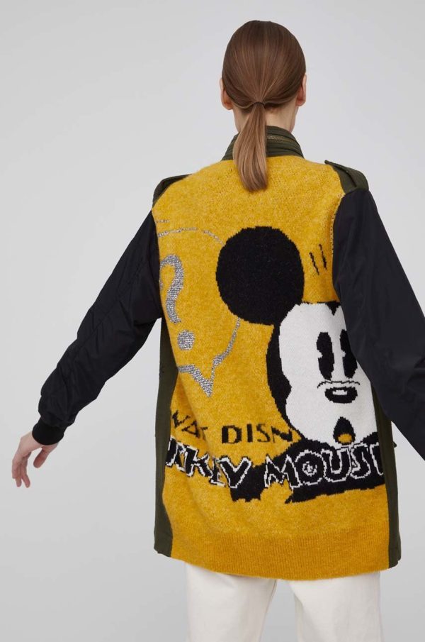 Desigual geaca femei, culoarea verde, de tranzitie