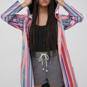 Femi Stories geaca de ploaie femei, culoarea roz, de tranzitie, oversize