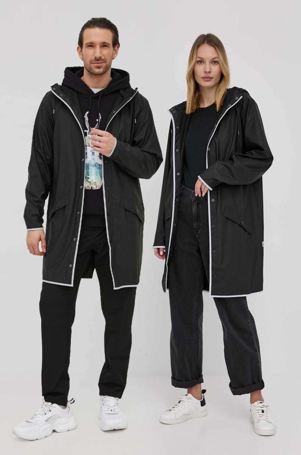 SS22-KUU00R_99X_F1.jpg Rains geaca 18540 Long Jacket Reflective culoarea negru, de tranzitie