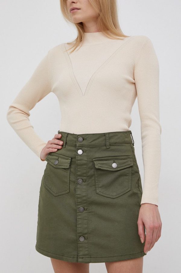 JDY fusta culoarea verde, mini, drept